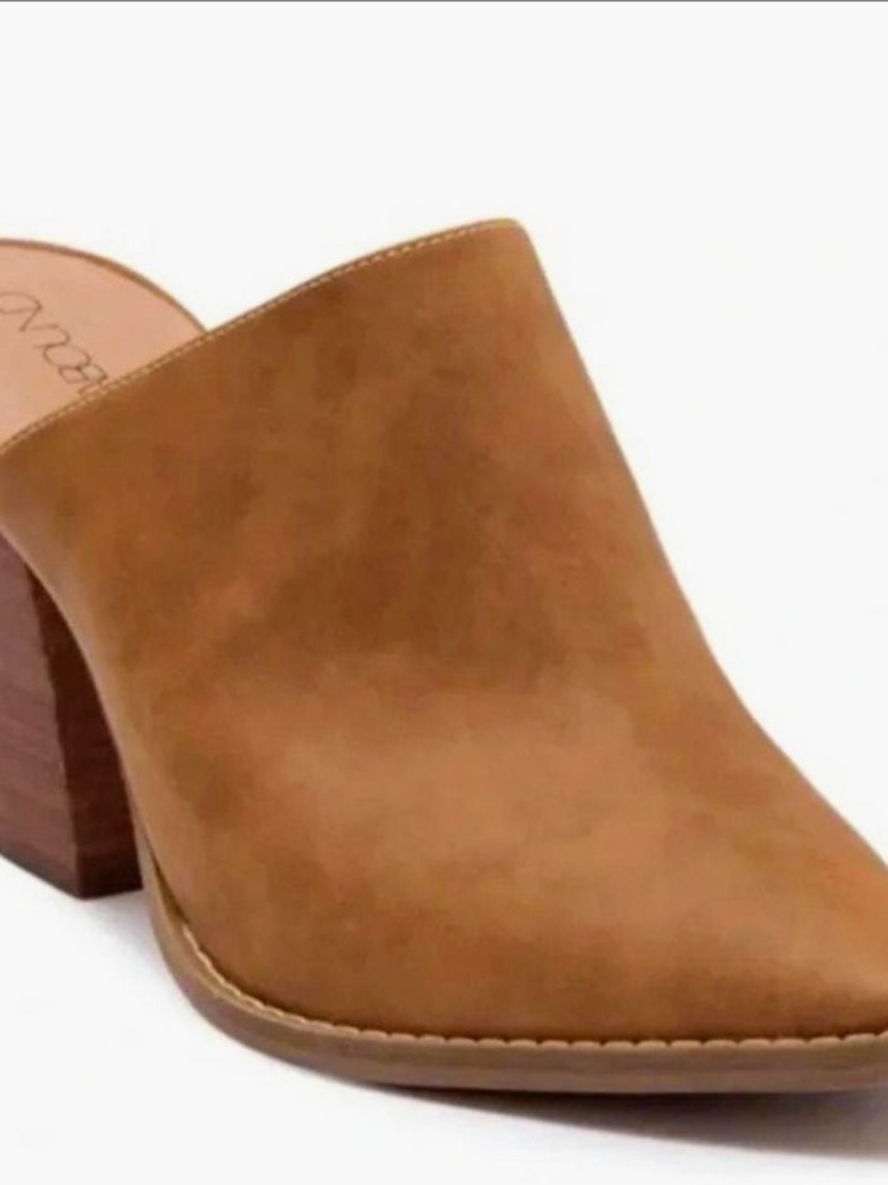 Women's Tan Suede Mule Heel Slip-On